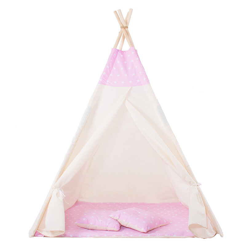 Детская палатка Вигвам с подушками, розовая со звездами, 160 x 120 x 100 см