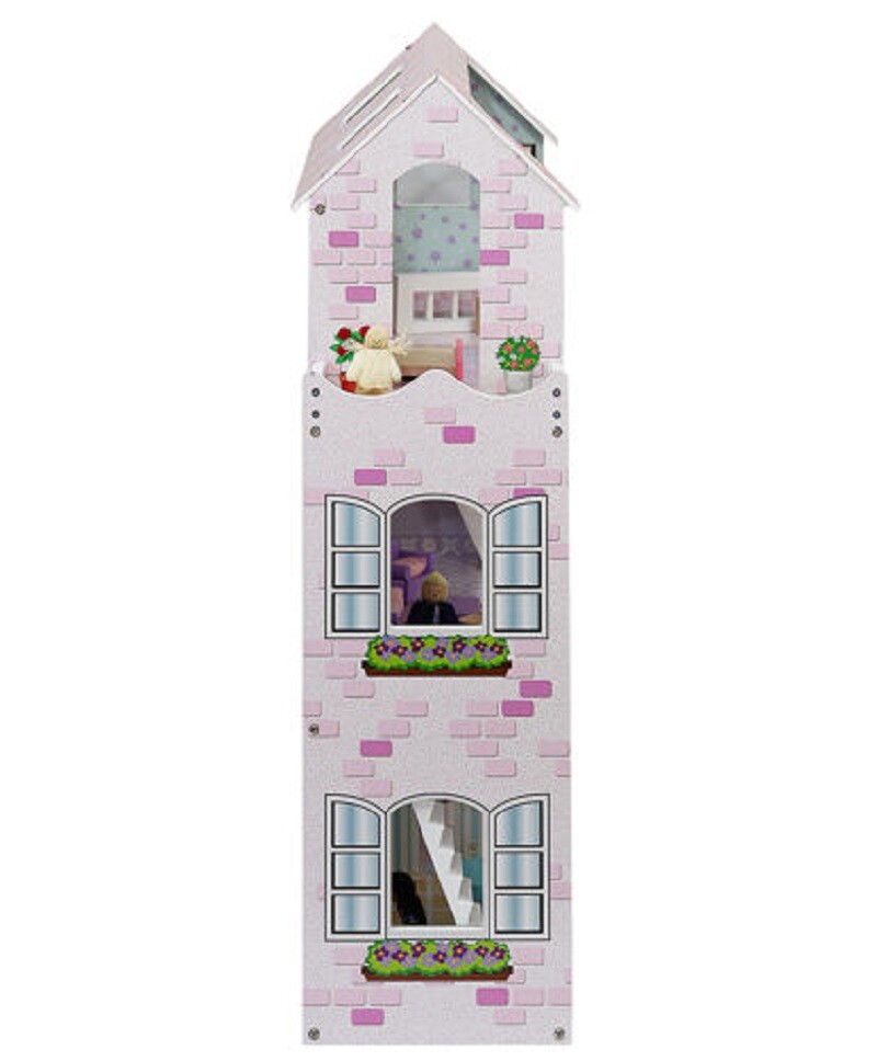 Medinis namas lėlėms su baldais ir terasa (00006858)