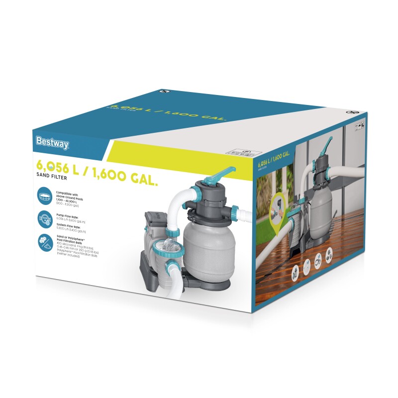 Bestway 58497 песочный фильтрующий насос для бассейна 6056 Л, резервуар 9 кг