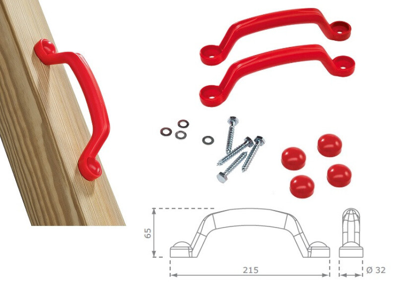 Plastikinių rankenų rinkinys vaikų aikštelei, 2 vnt., 215x65 mm