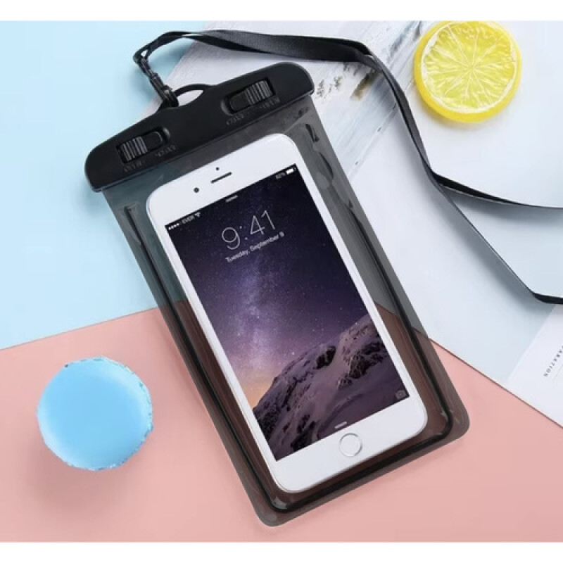 Vandeniui atsparus telefono dėklas, juodas