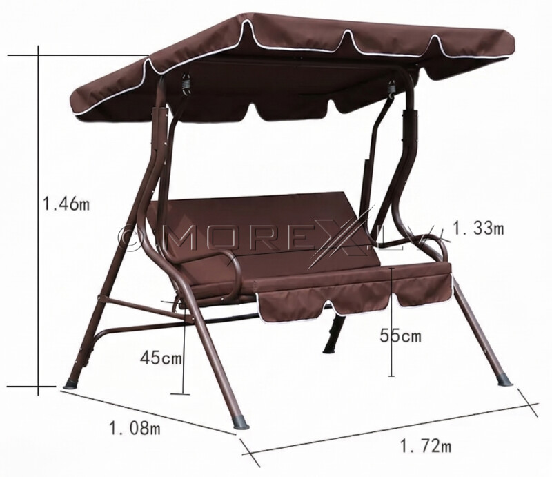 Садовые качели 172x110x150 см, 3-местные, коричневые