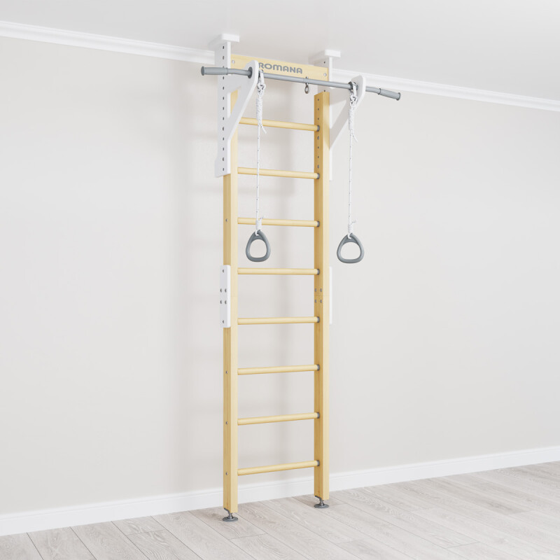 Medinė švediška gimnastikos sienelė ROMANA Eco 1, smelio 235,5-270x51cm