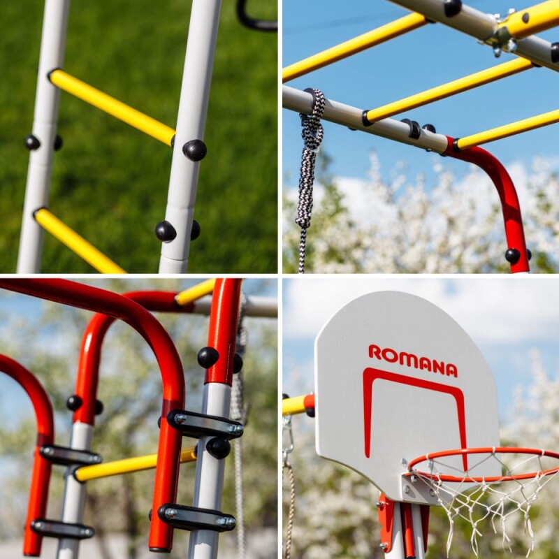 Pastatomas sporto kompleksas vaikams ROMANA FITNESS-2, balta-geltona-raudona