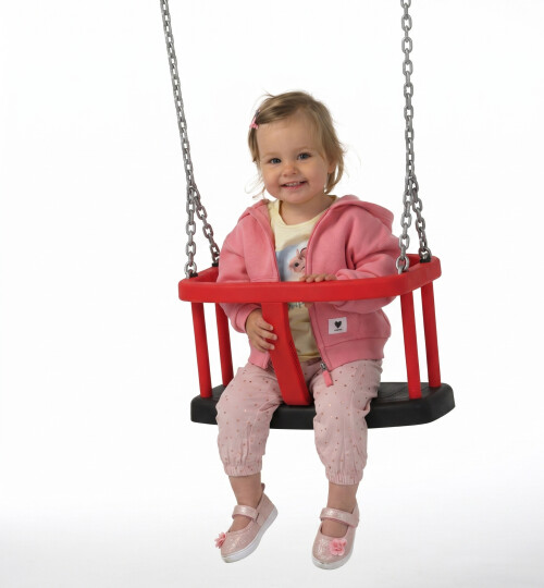 Guminės supynės su apsauga КВТ, 1,8 m grandinės, raudona-juodos