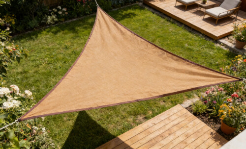 Stogelis nuo saulės 4.8x4.8x4.8 m trikampis, smėlio