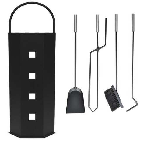 Fireplace tools in 4 pcs set, black