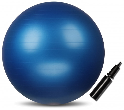 Gimnastikos kamuolys ’’INDIGO’’, su „Anti-burst“ apsauga ir pompa, d-85 cm, mėlynas