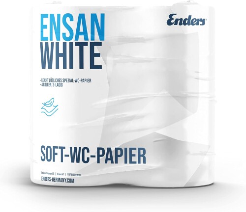 Soft, Fast-Dissolving Camping Toilet Paper Enders White, 4 Pack