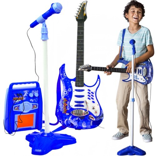Elektrinė gitara su mikrofonu ir garsiakalbiu