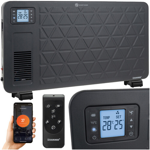Elektrinis konvekcinis šildytuvas 1000W / 1300W / 2300W su laikmačiu, juodas