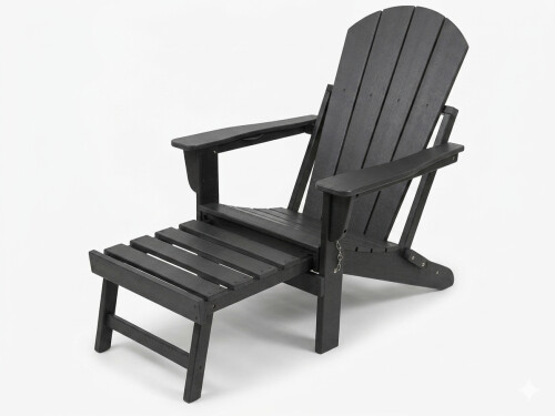 Adirondack sodo kėdė su pakoja 79x72x95-120 cm, juoda