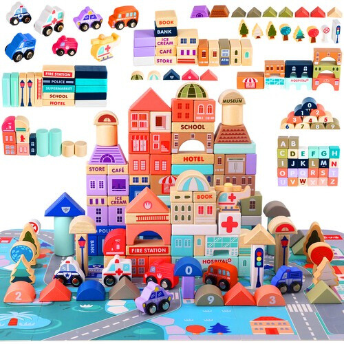 Wooden blocks - city 115 psc.