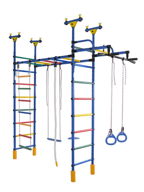 Sporto kompleksas, gimnastikos sienelė ELEPHANT mėlyna-vaivorykštė, 235-293x52,5 cm