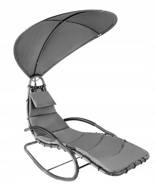 Sodo supama kėdė su stogeliu 76x178x183 cm, pilka