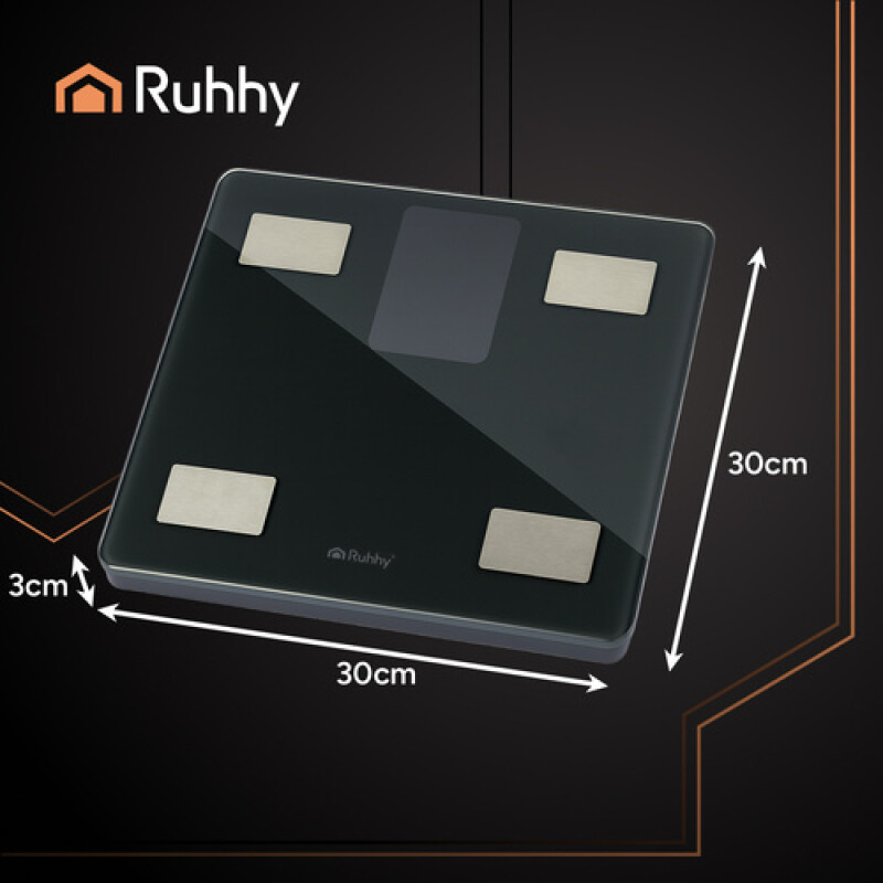 Smart analytical black bathroom scale