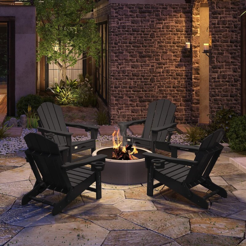 Adirondack sodo kėdė 84x74x90 cm, juoda