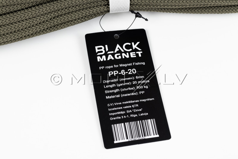 6 mm x 20 m virvė paieškos magnetui Black Magnet