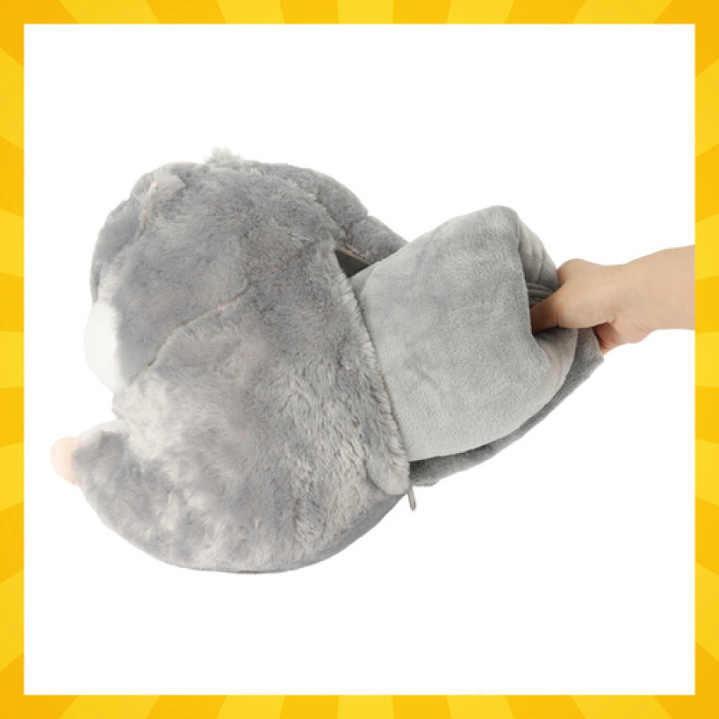 3-in-1 plush pillow, blanket and toy Hamster, grey