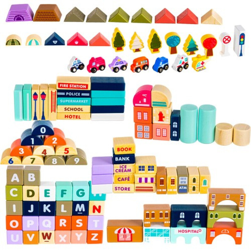 Wooden blocks - city 115 psc.