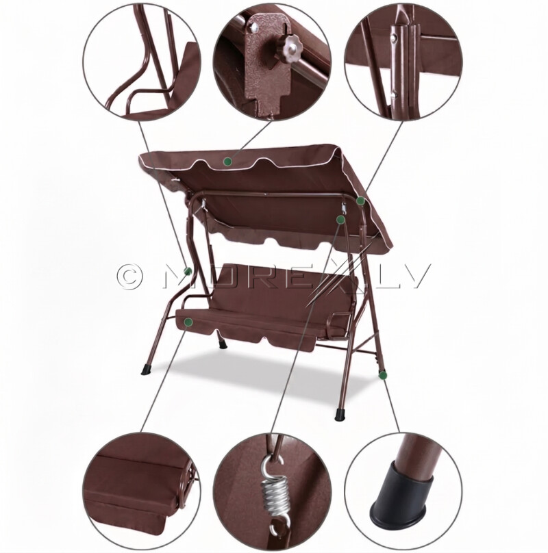 Садовые качели 172x110x150 см, 3-местные, коричневые