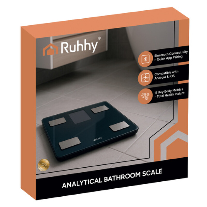 Smart analytical black bathroom scale