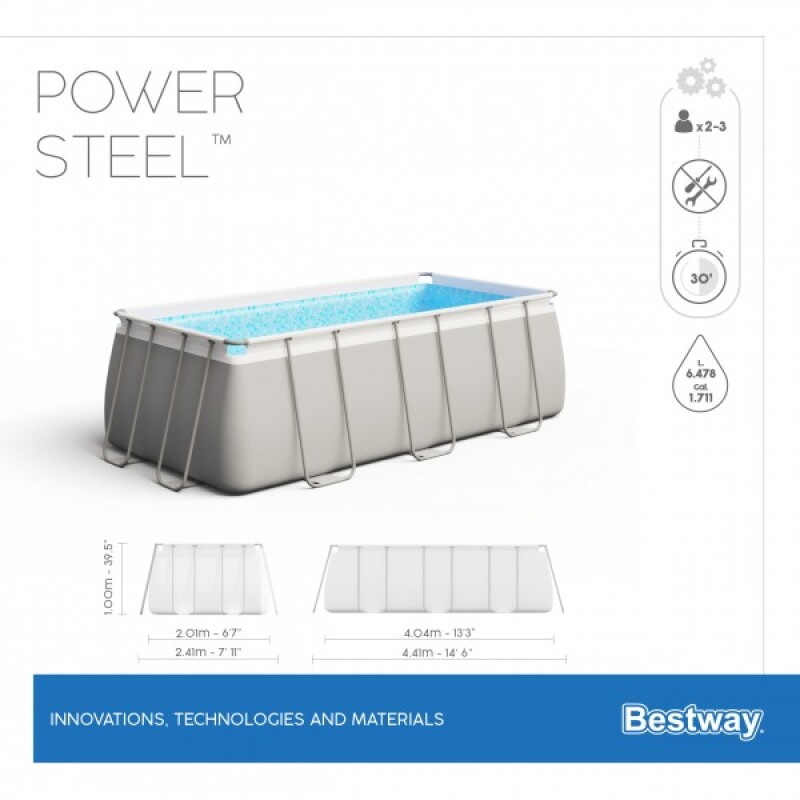 Frame pool Bestway Power Steel 404х201х100 cm with cartridge filter pump and accessories (56441)